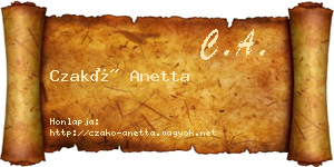 Czakó Anetta névjegykártya